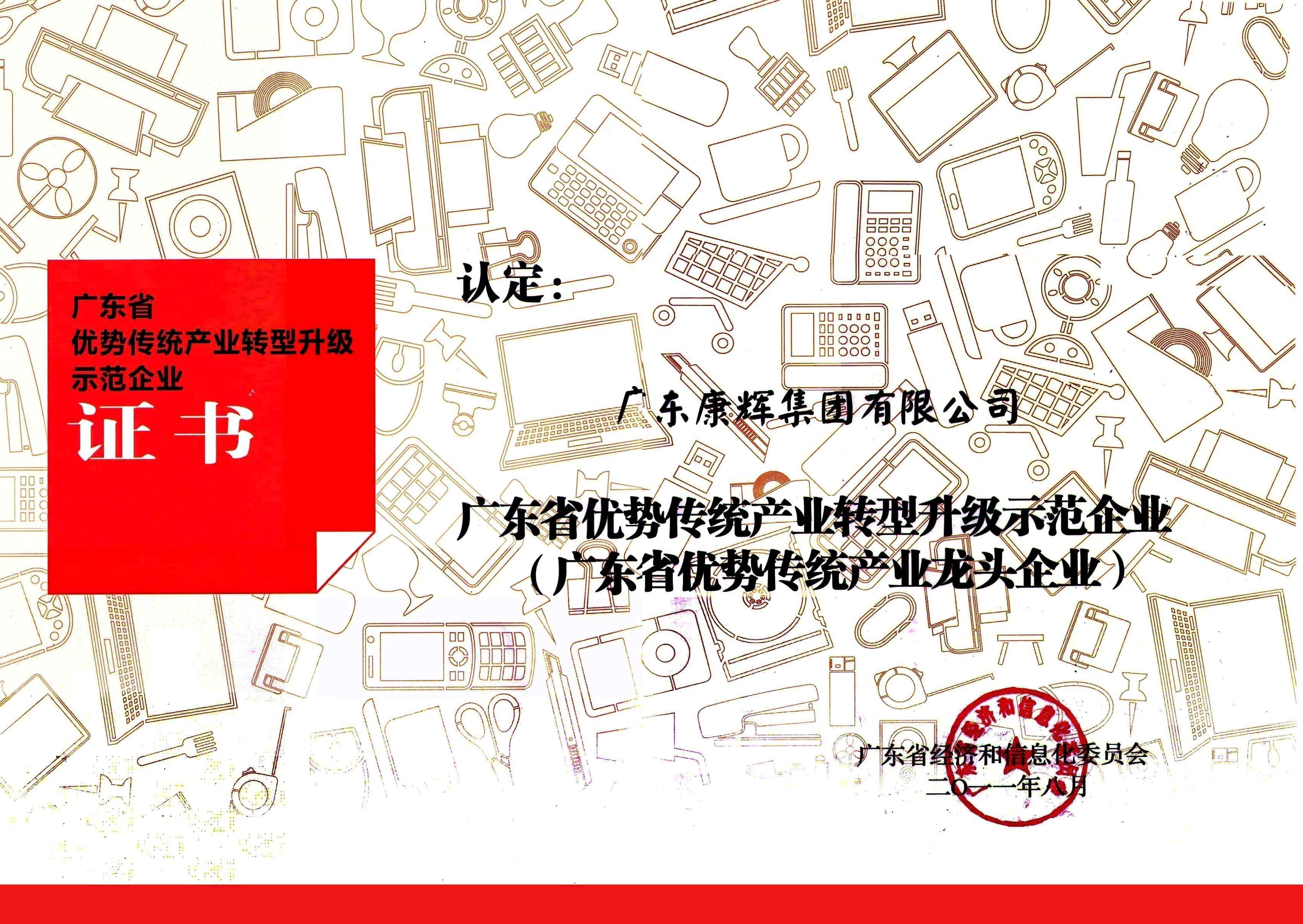 廣東省優(yōu)勢傳統(tǒng)產(chǎn)業(yè)轉型升級示范企業(yè)